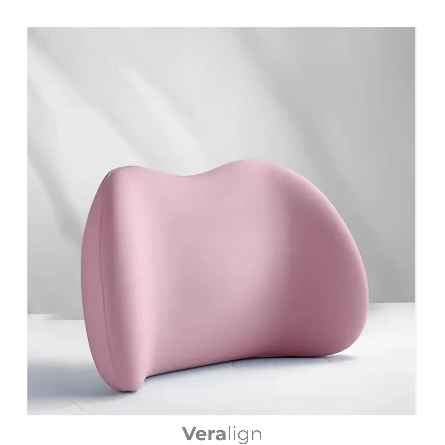 Coussin lombaire à mémoire de forme rose, soutien du bas du dos au bureau et en voiture - Veralign