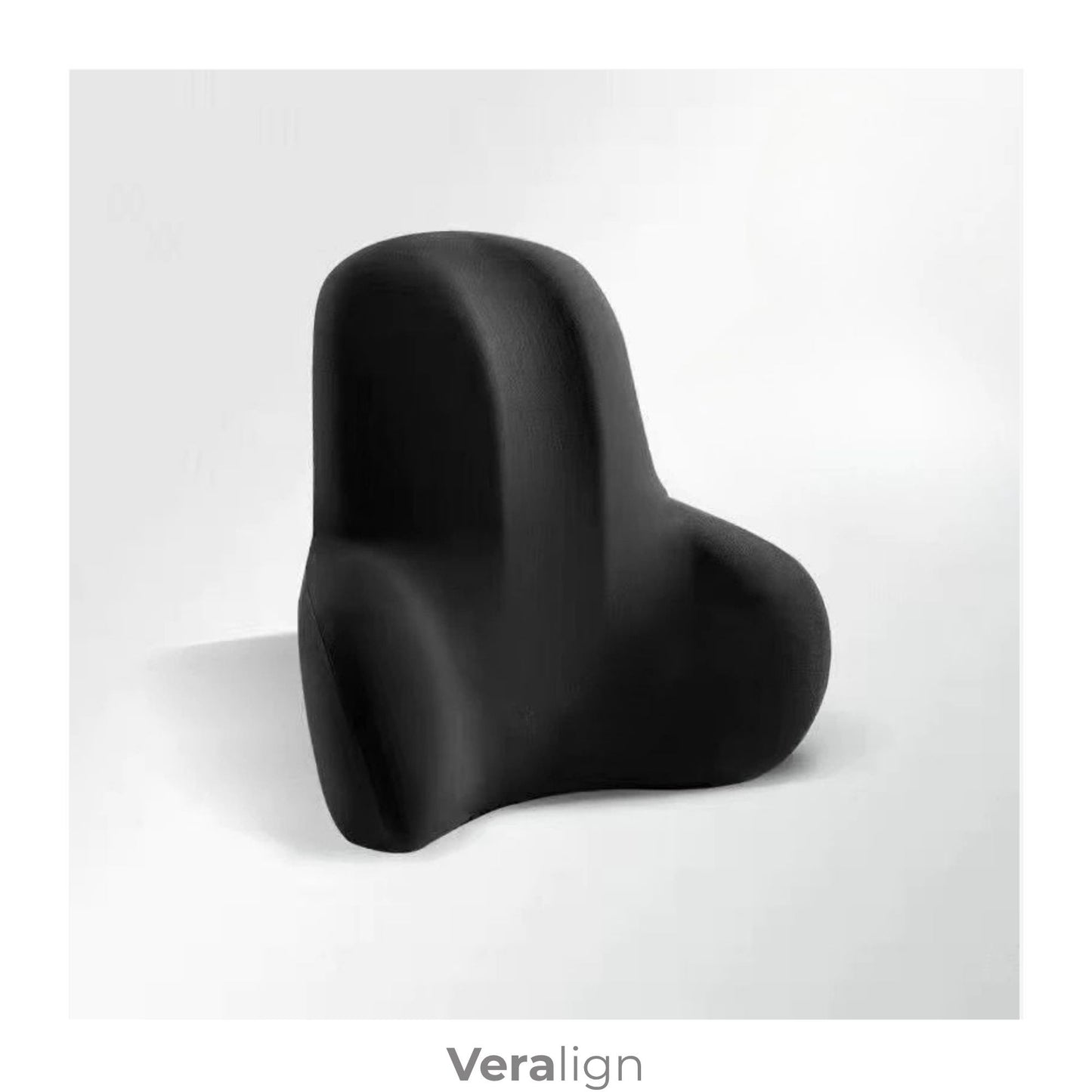 Coussin lombaire à mémoire de forme noir, maintien du dos sur les longs trajets voiture et voyage - Veralign