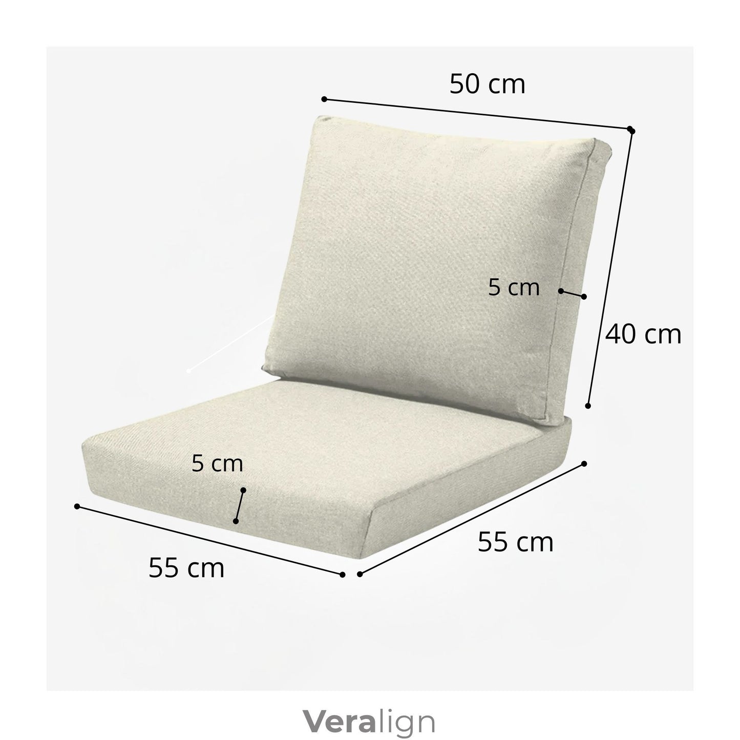 Coussin extérieur pour fauteuil <br> Assise + Dossier - Largeur 60cm