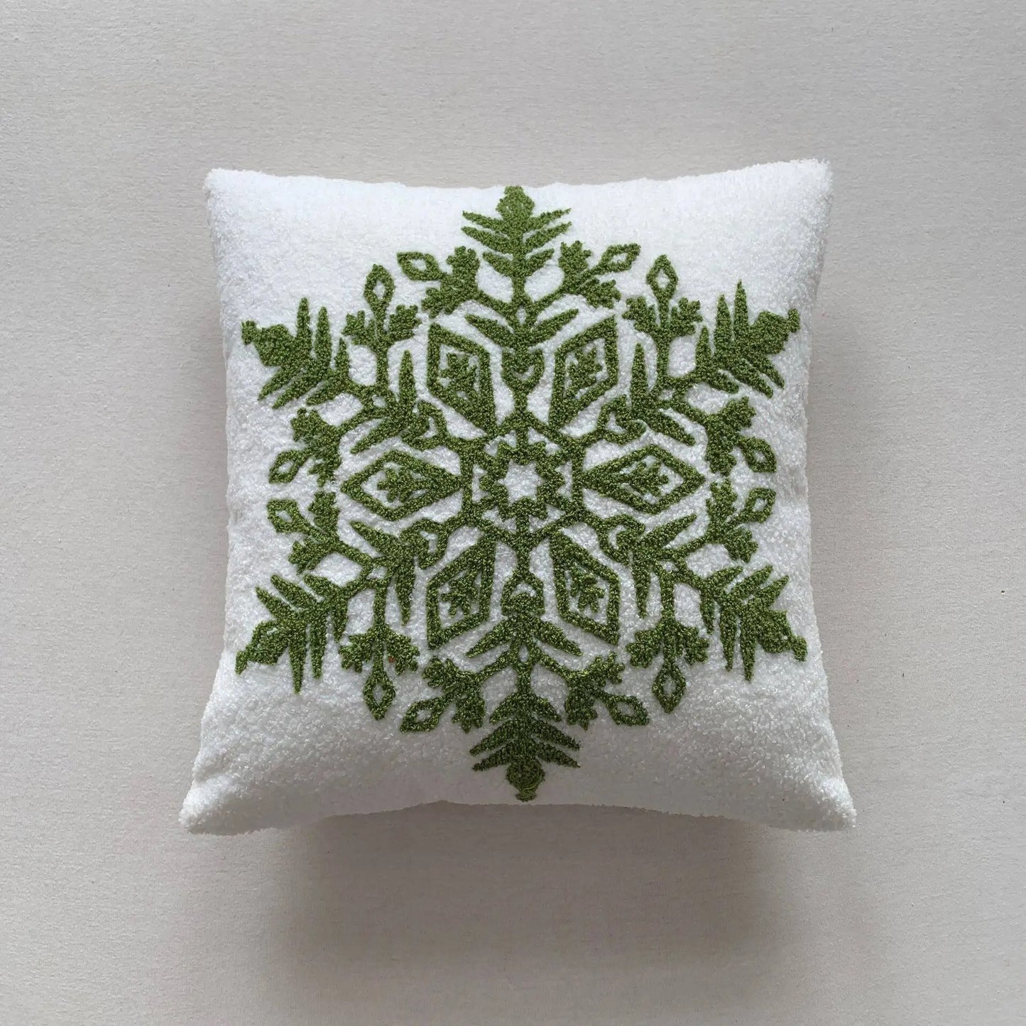 Housse de coussin de Noël flocon brodé Rouge