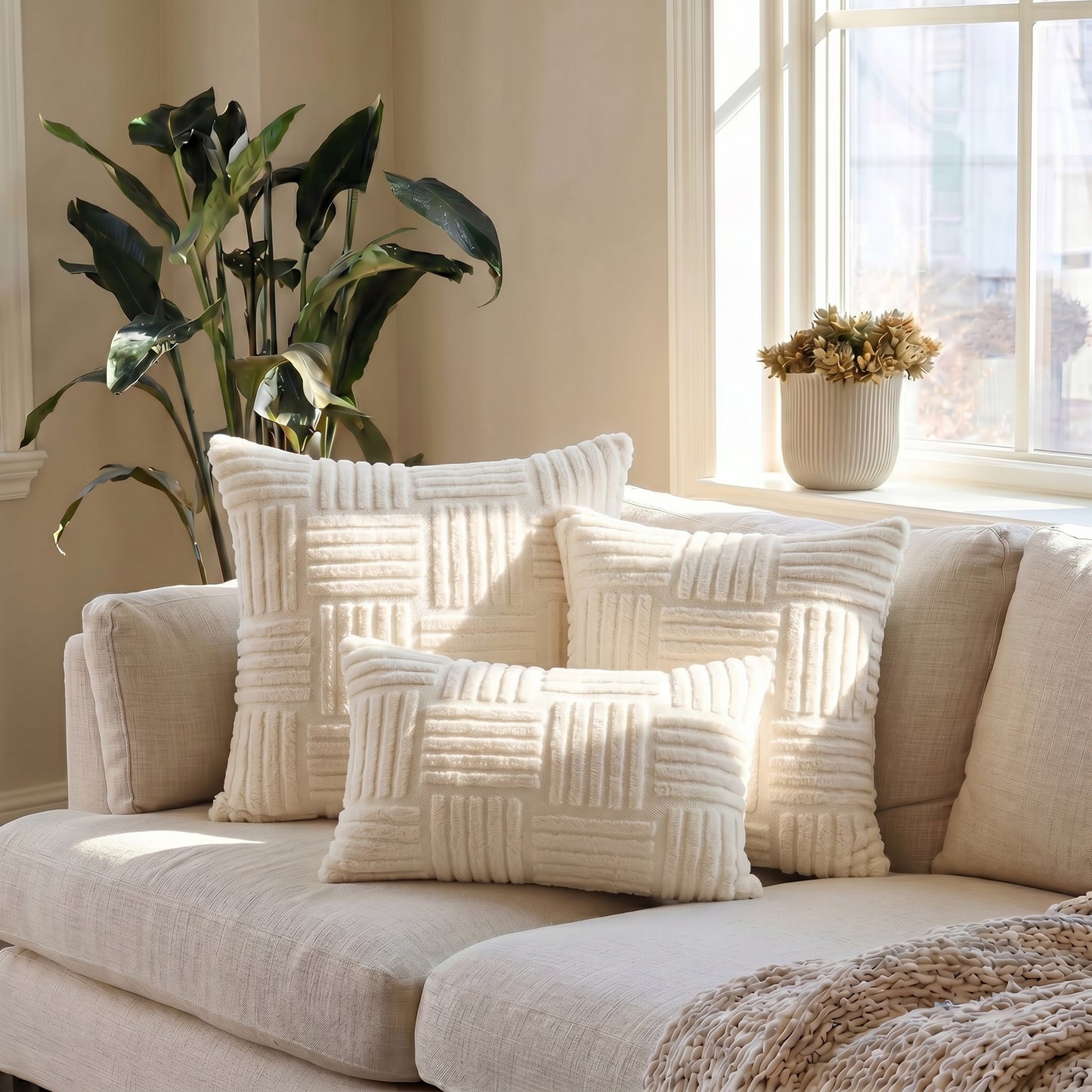 Housse de coussin effet Fourrure <br> Vert Sauge