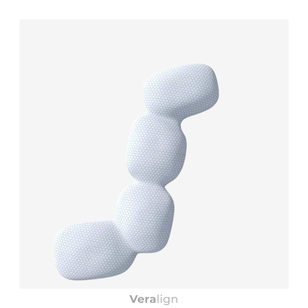 Oreiller de corps articulé Veralign Bleu Ciel, body pillow ergonomique à mémoire de forme pour un soutien intégral des bras, des jambes et du dos au lit.