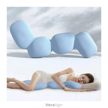 Utilisation du Body Pillow Veralign : soutien ergonomique complet du corps pour dormir sur le côté, alignement de la colonne et confort des articulations.