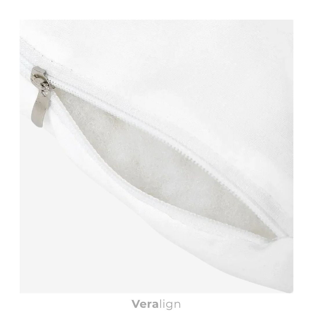 Détail de la fermeture éclair invisible et robuste du Body Pillow ergonomique Veralign, permettant de retirer facilement la housse en coton pour le lavage.