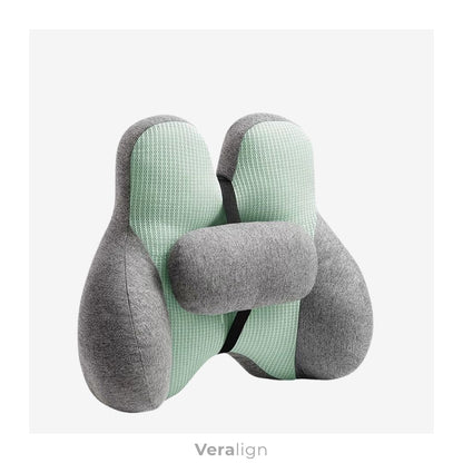 Soutien lombaire ergonomique Veralign couleur Émeraude, coussin avec maintien latéral pour soulager les douleurs du bas du dos.