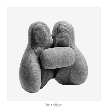 Coussin de soutien dorsal Veralign couleur Carbone, design respirant idéal pour les longs trajets en voiture et les journées au bureau.