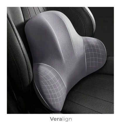Coussin lombaire Veralign installé sur siège de voiture, soutien lombaire et milieu du dos en position assise