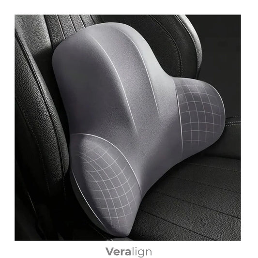 Coussin lombaire Veralign installé sur siège de voiture, soutien lombaire et milieu du dos en position assise
