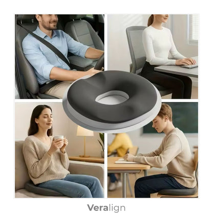 Coussin d'assise évidé utilisé en bureau, voiture et salon, trois situations d'usage - Veralign