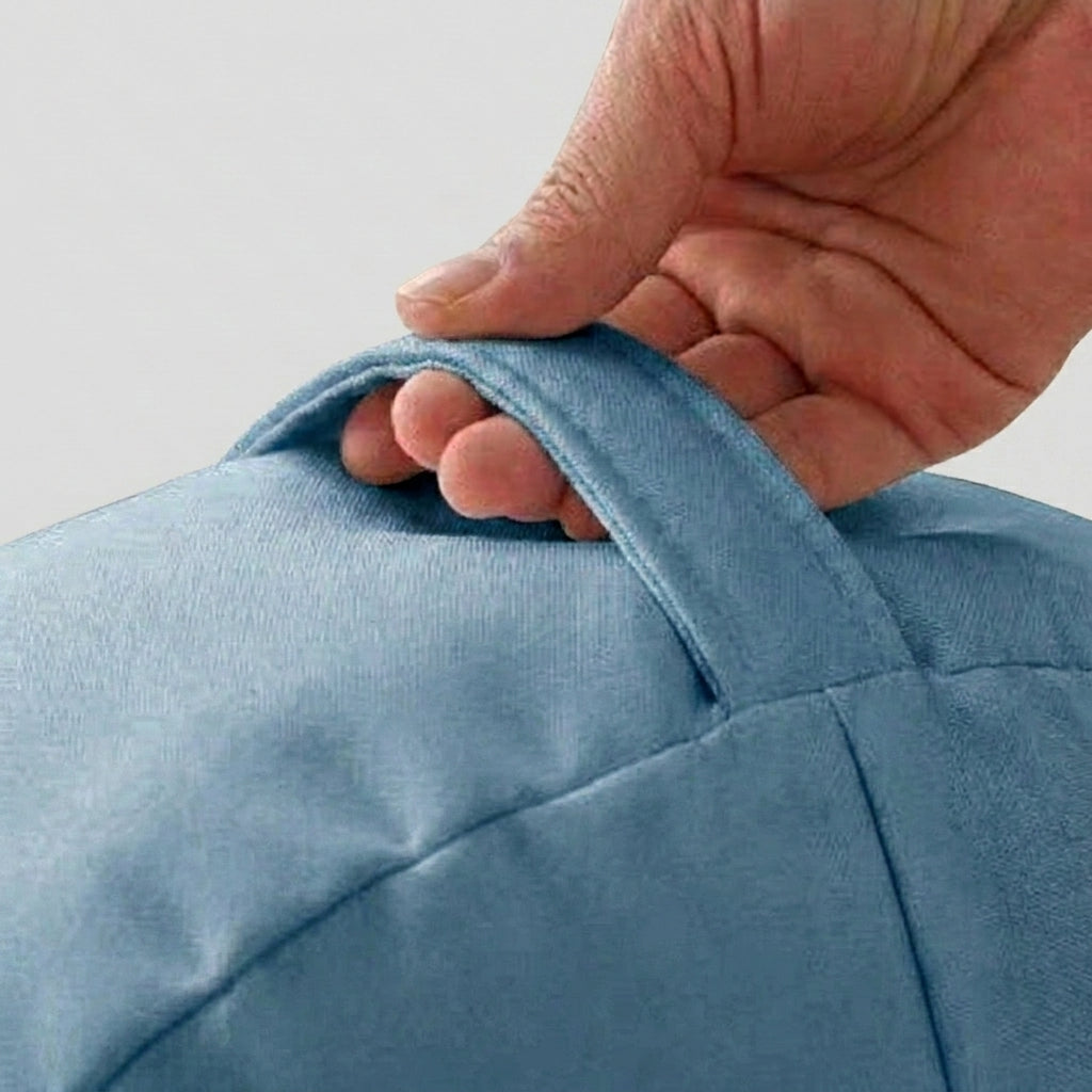 Coussin_de_sol_extérieur_imperméable_Bleu_minéral _40cm_poignée