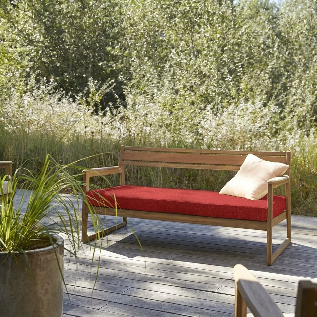Coussin_pour_banquette_extérieur_imperméable _Rouge_100x40cm_face