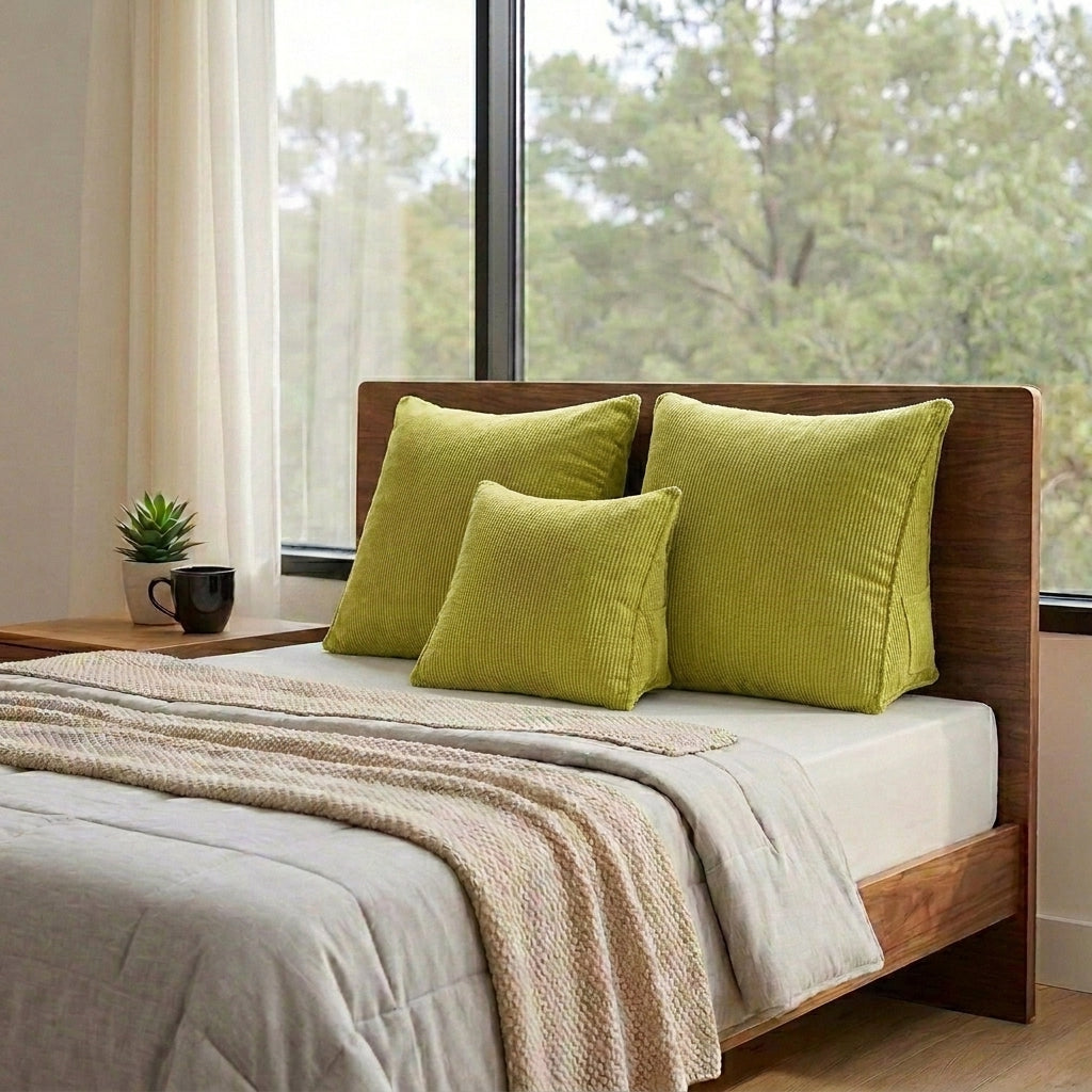 Coussin_triangulaire_velours_côtelé_Vert 