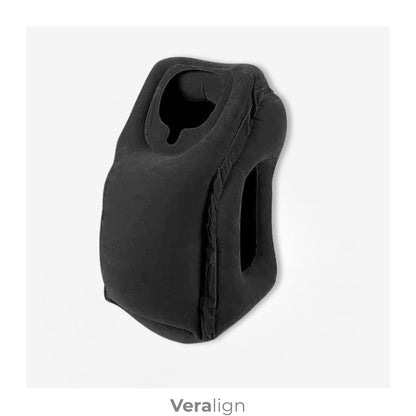Soutien de tête gonflable Veralign Noir, idéal pour éviter les douleurs cervicales et améliorer la posture pendant le repos en déplacement.