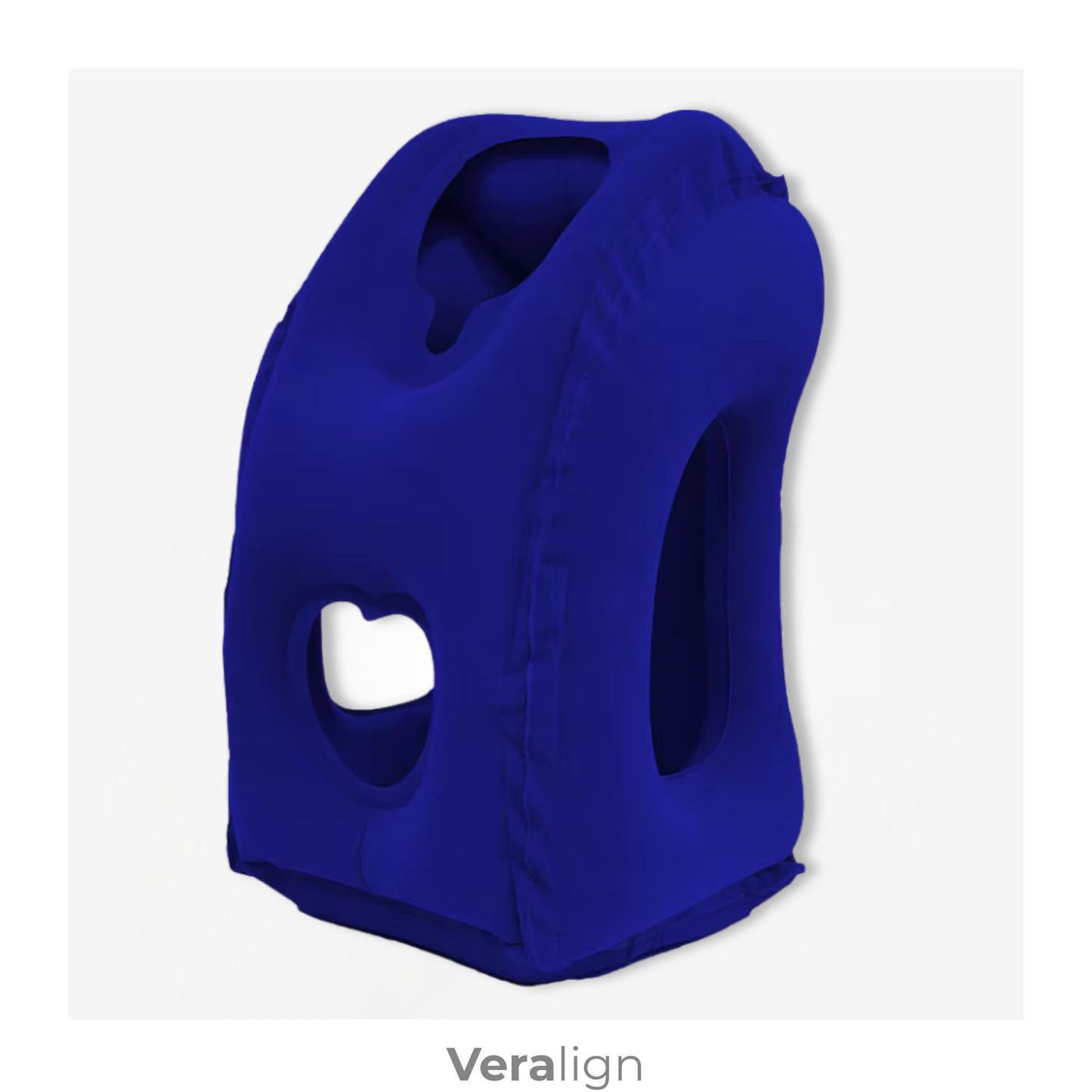 Coussin de voyage avion gonflable Veralign couleur Bleu Navy, surface douce et confortable pour dormir incliné vers l'avant en toute stabilité.