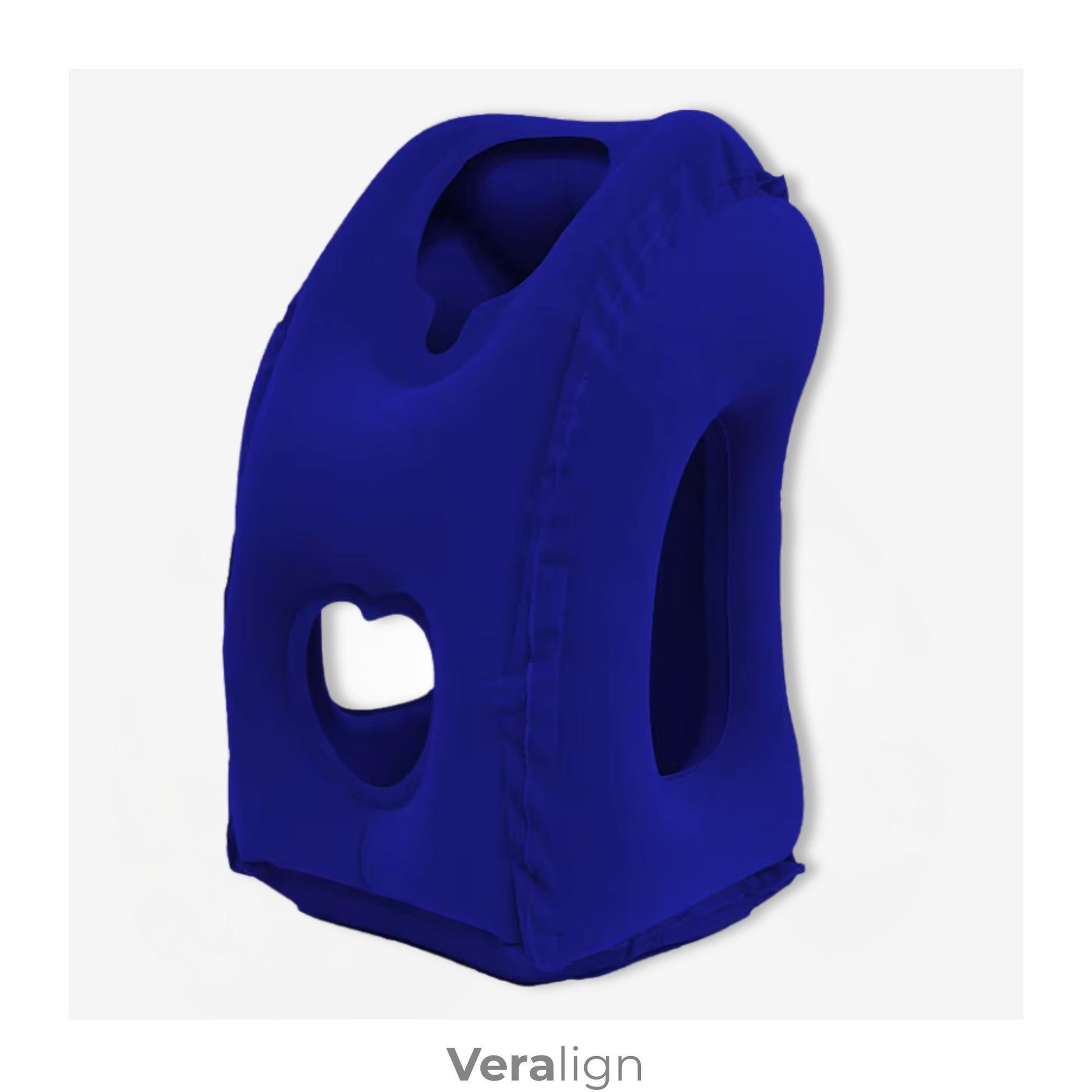 Coussin de voyage avion gonflable Veralign couleur Bleu Navy, surface douce et confortable pour dormir incliné vers l'avant en toute stabilité.