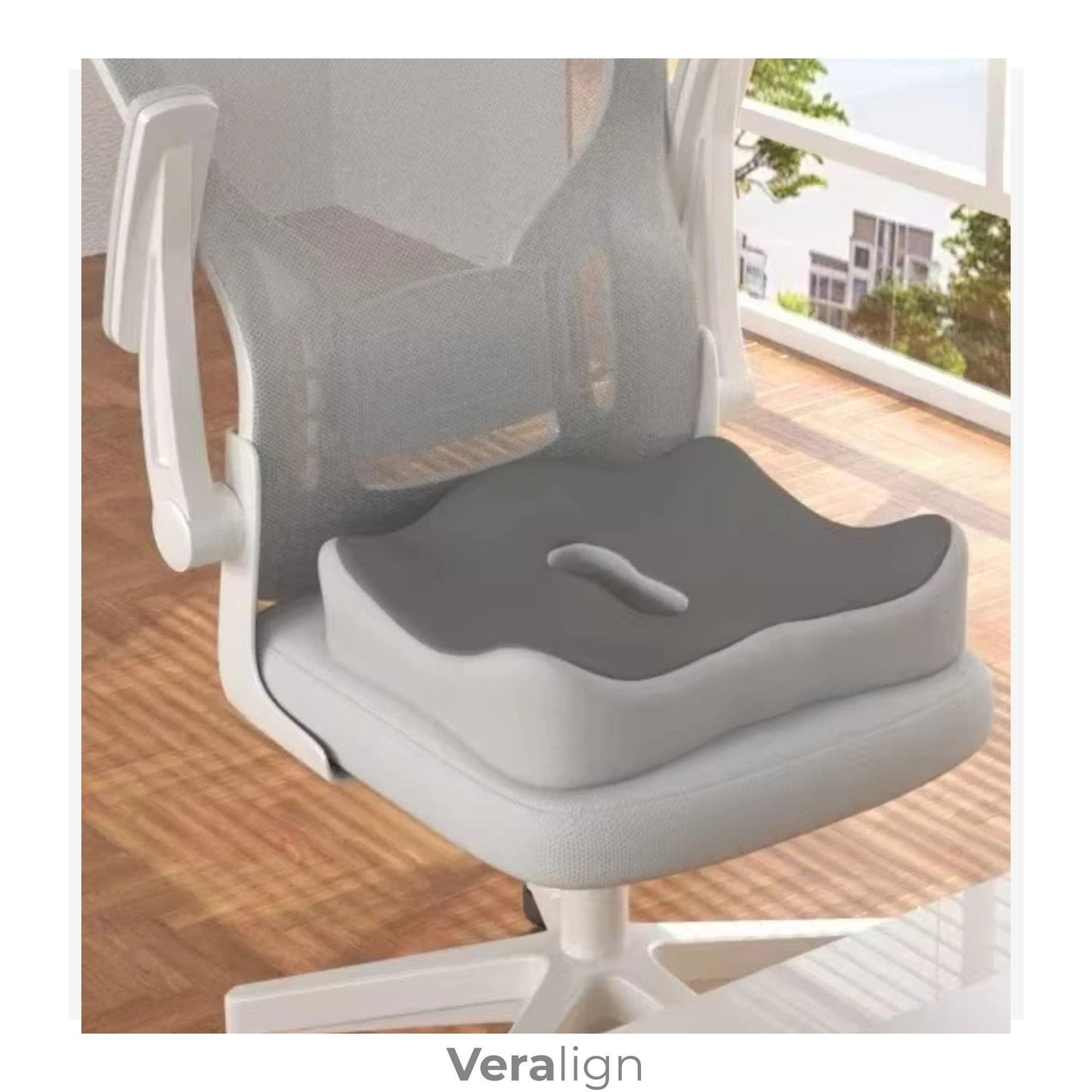 Coussin d'assise ergonomique à mémoire de forme graphite sur chaise de bureau - Veralign