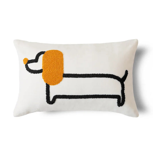 Housse de coussin rectangulaire Jacquard<br> 30x50 - Teckel jaune