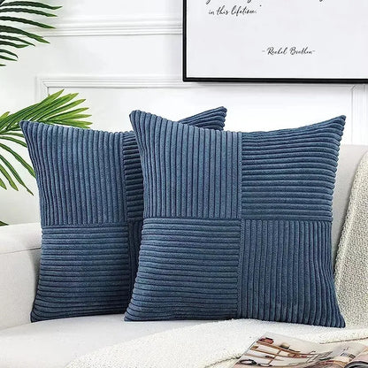 Housse coussin Bleu nuit<br>Velours doux côtelé