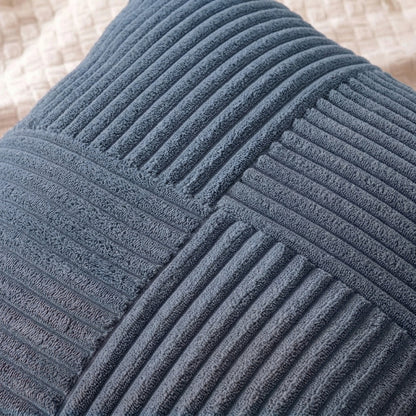 Housse coussin Bleu nuit<br>Velours doux côtelé