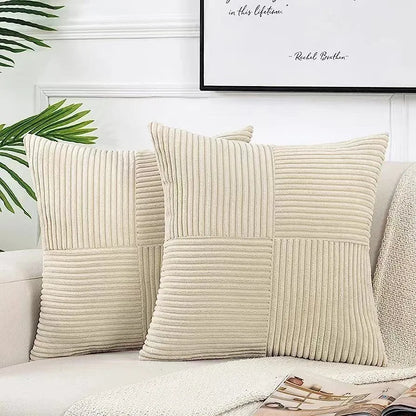 Housse coussin creme<br> Velours côtelé