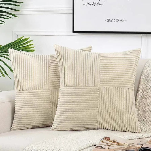 Housse coussin creme<br> Velours côtelé