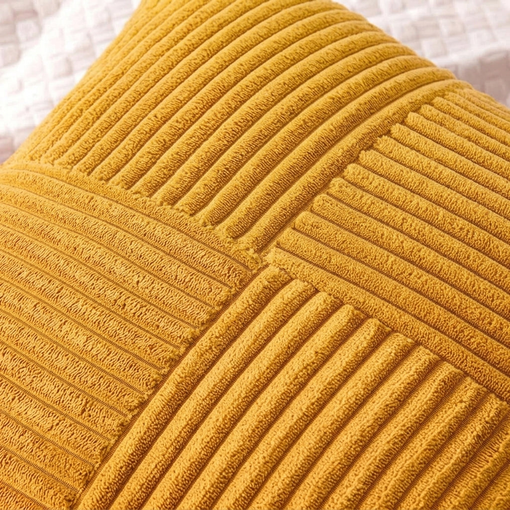 Housse coussin Jaune <br>Patchwork velours