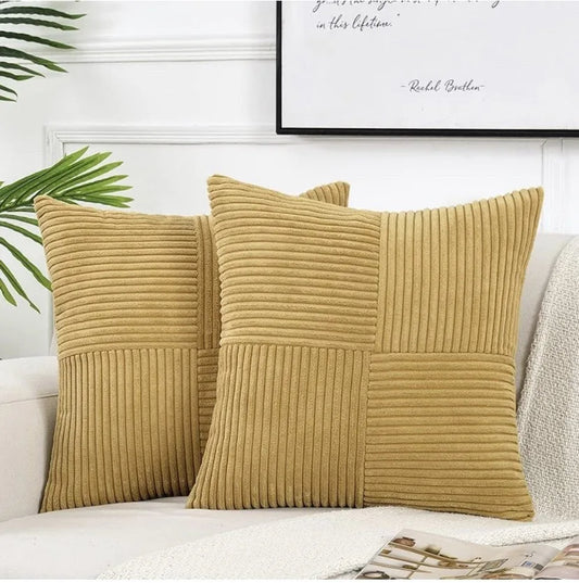 Housse de coussin Jaune ocre<br> Velours côtelé