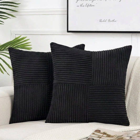 Housse de coussin Noir<br> Velours côtelé