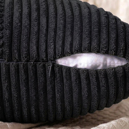 Housse de coussin Noir<br> Velours côtelé