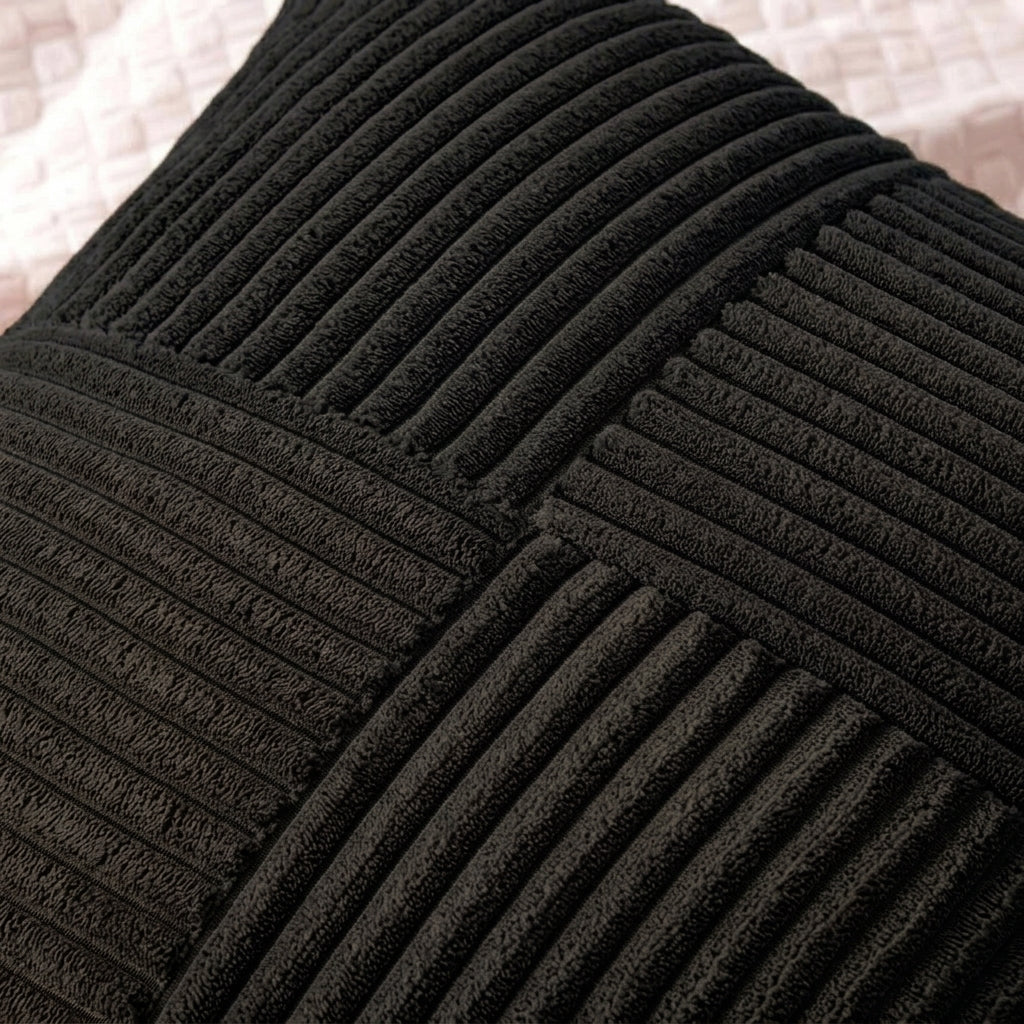 Housse de coussin Noir<br> Velours côtelé