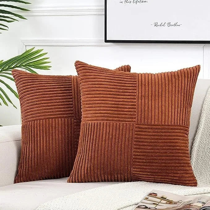 Housse de coussin Terracotta<br> Velours côtelé