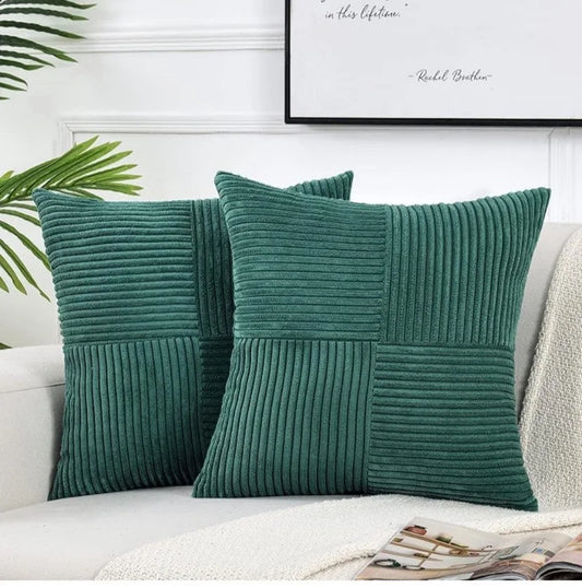Housse de coussin Vert sapin<br> Velours côtelé