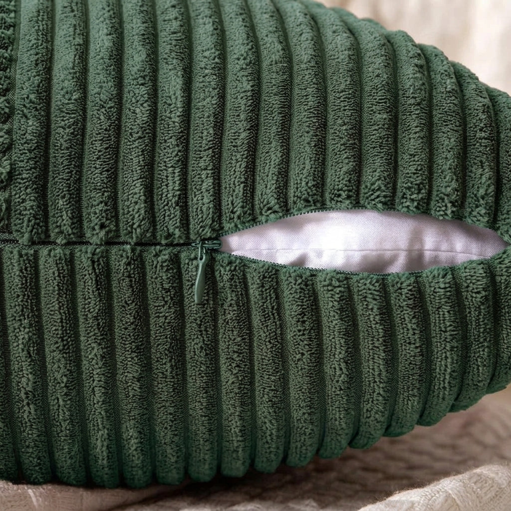 Housse de coussin Vert sapin<br> Velours côtelé