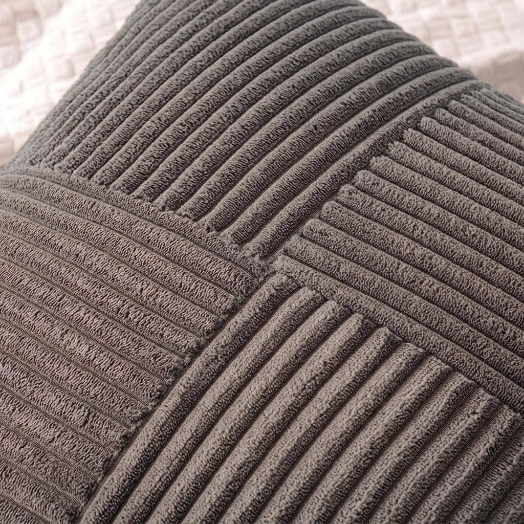 Housse coussin Gris anthracite<br>Velours côtelé