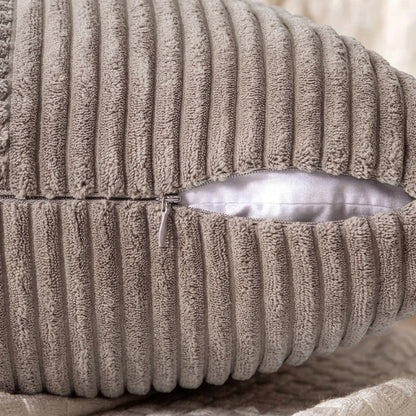 Housse de coussin Gris<br> Velours cotelé