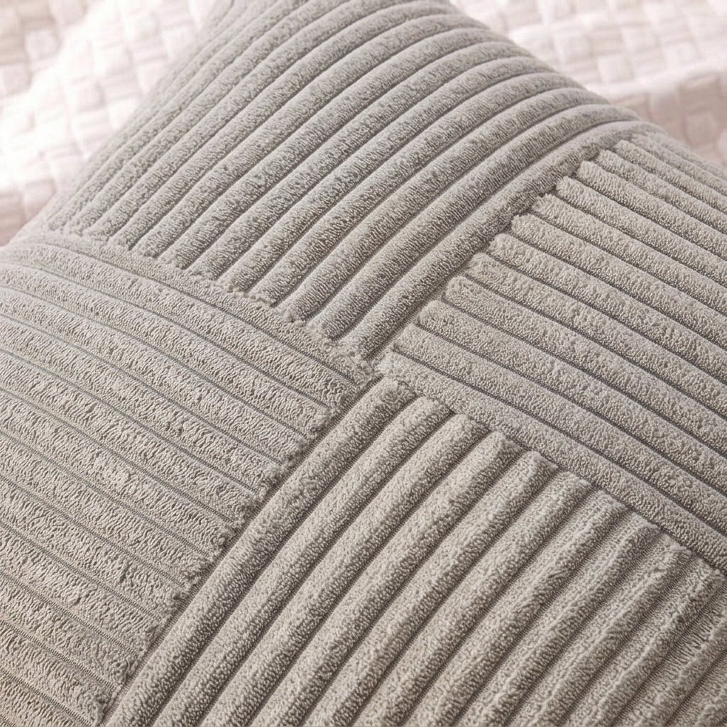 Housse de coussin Gris<br> Velours cotelé