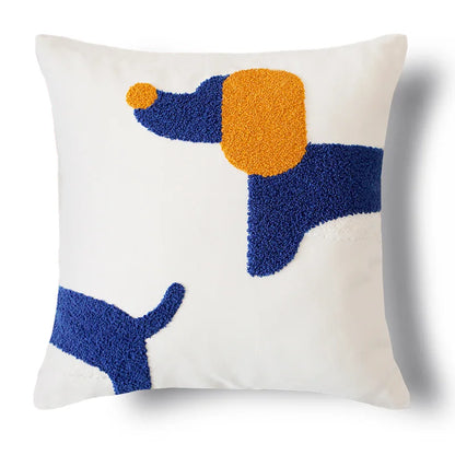 Housse coussins Jacquard<br>Beagle bleu cartoon - 45x45
