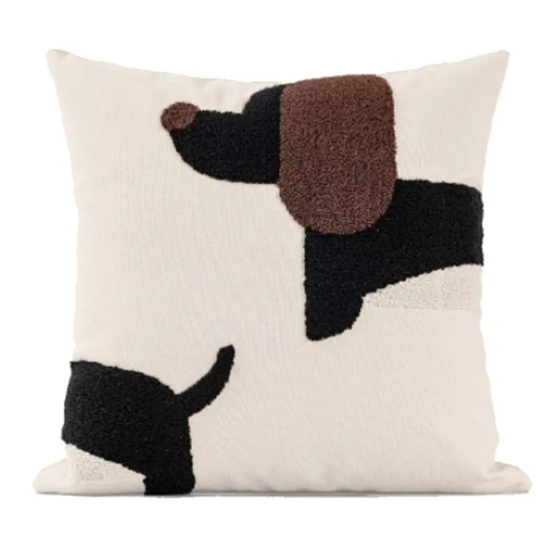 Housse coussins Jacquard<br>Beagle marron cartoon - 45x45