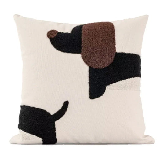 Housse coussins Jacquard<br>Beagle marron cartoon - 45x45