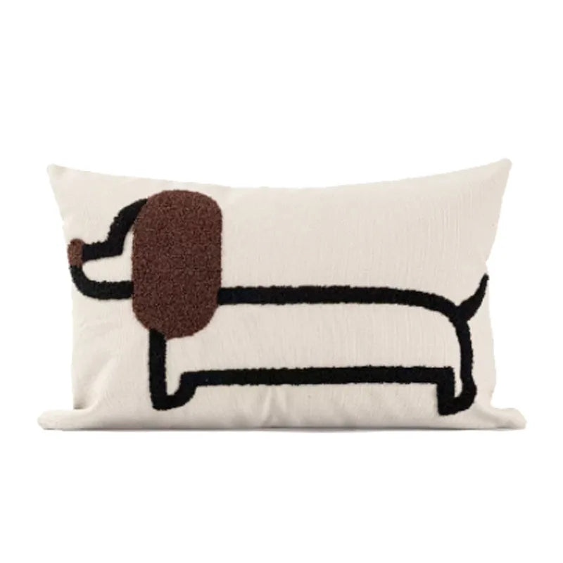 Housse de coussin rectangulaire Jacquard<br> Teckel marron - 30x50