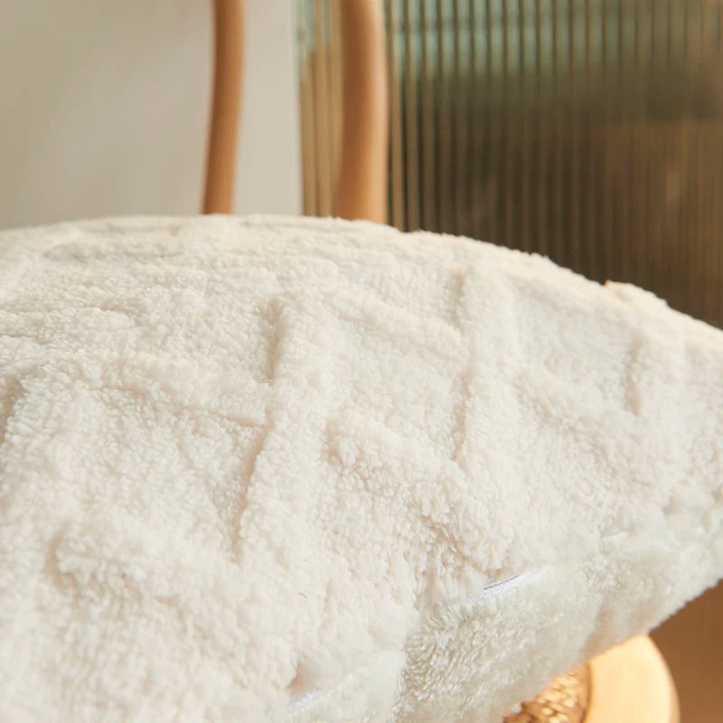 Housse de coussins rectangulaire <br>Peluche - Blanc