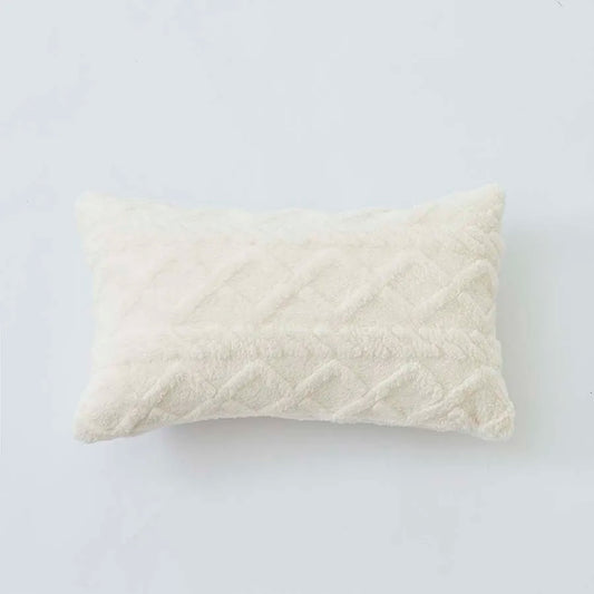 Housse de coussins rectangulaire <br>Peluche - Blanc