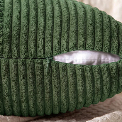 Housse de coussin vert forêt<br> Velours côtelé doux