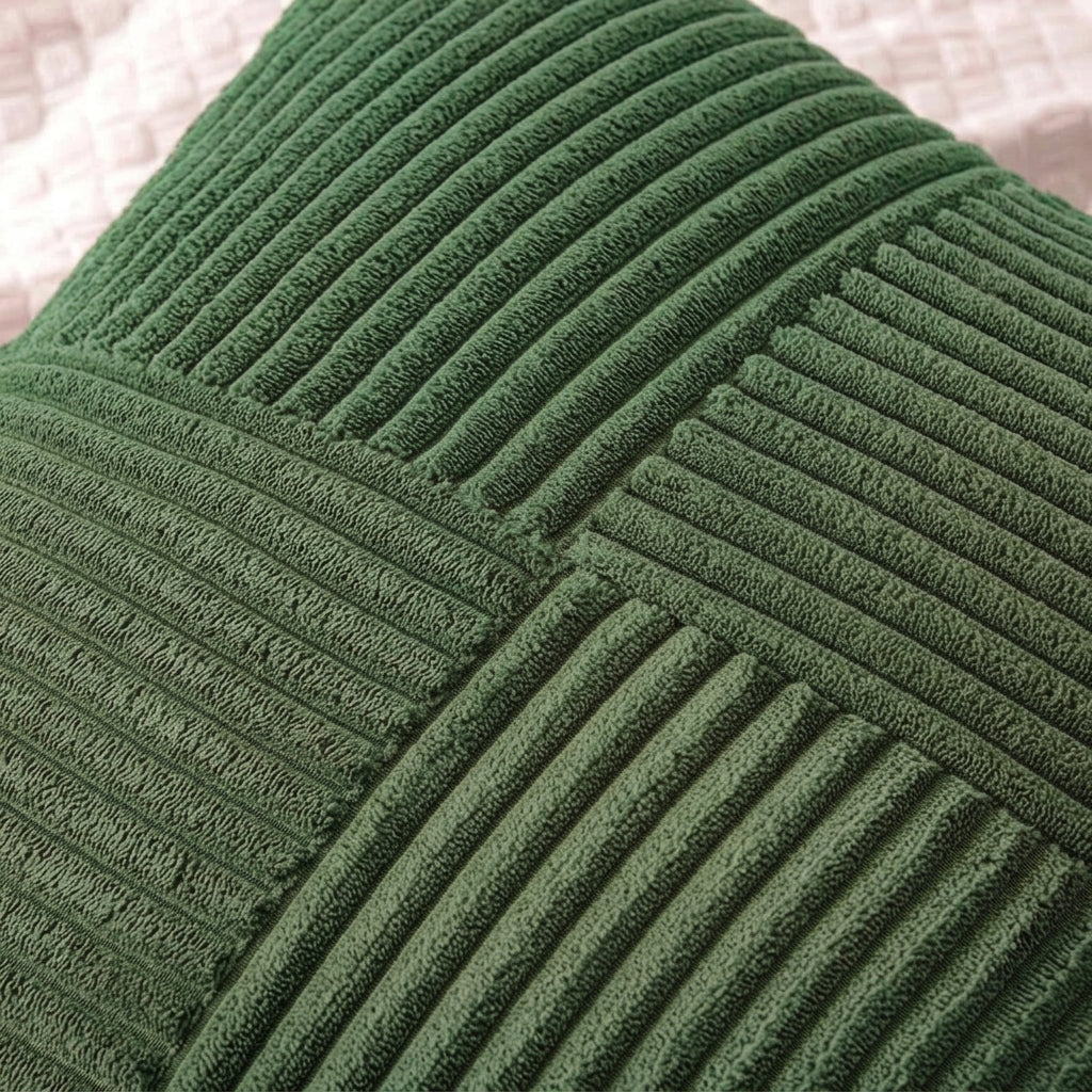 Housse de coussin vert forêt<br> Velours côtelé doux
