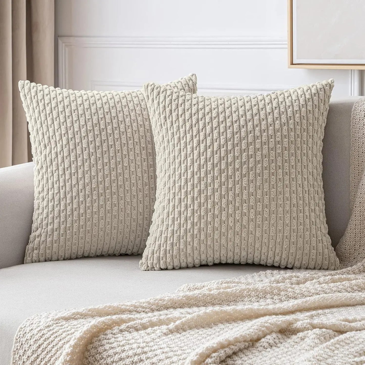 Housse de coussin Beige Velours Design 3D