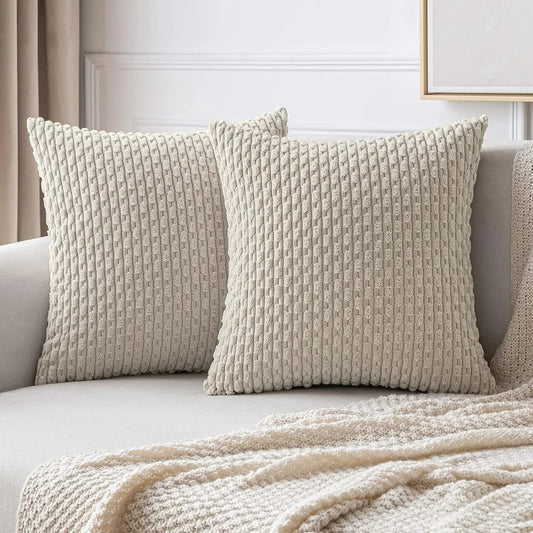 Housse de coussin Beige Velours Design 3D