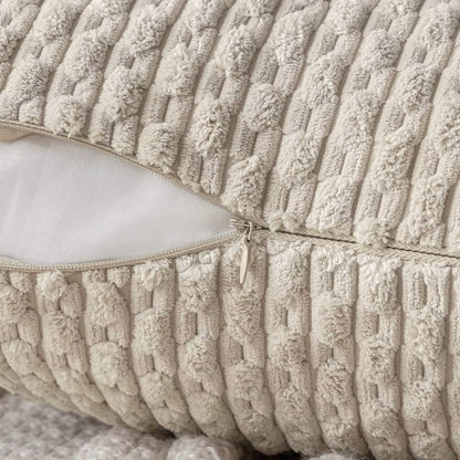 Housse de coussin Beige Velours Design 3D