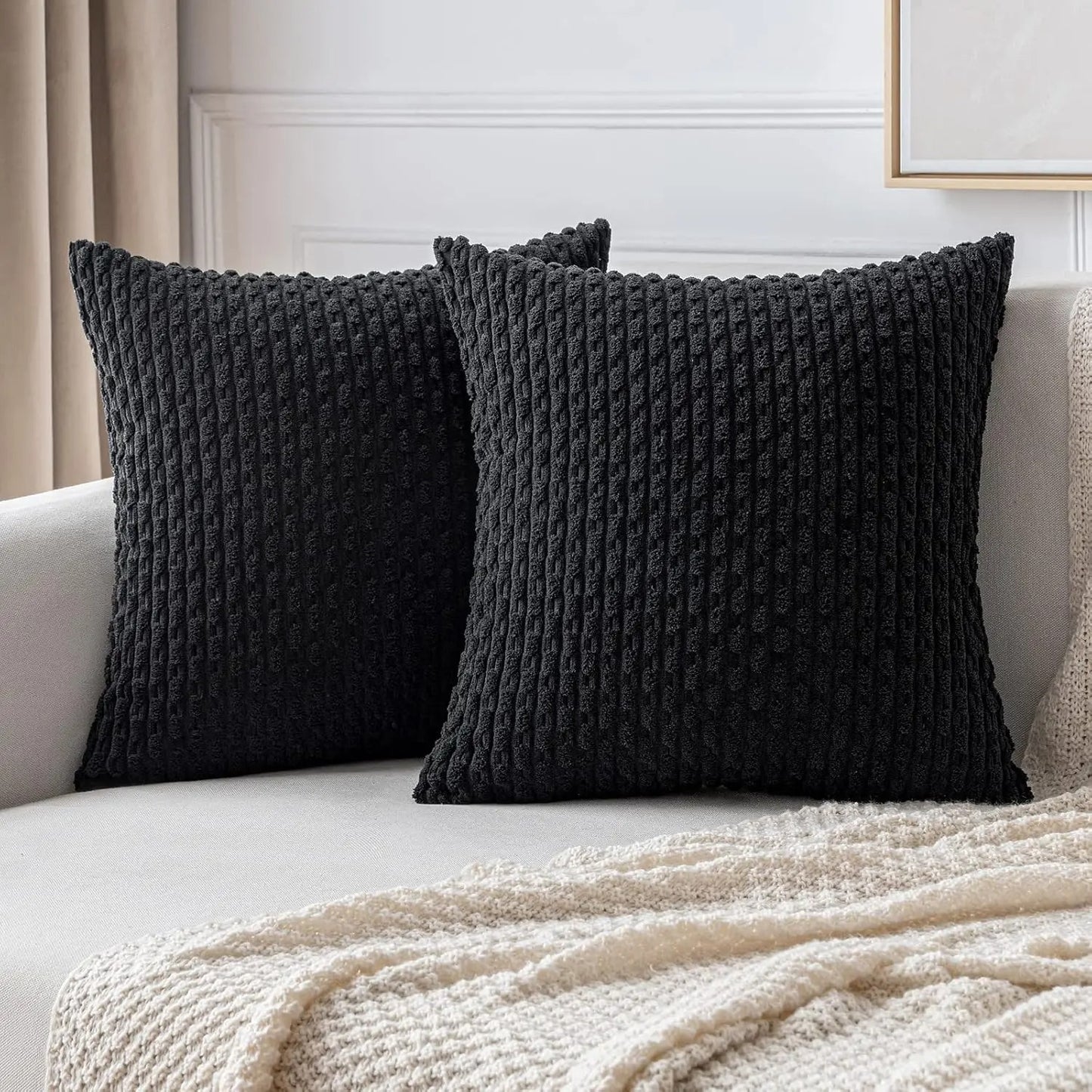 Housse de coussin Noir Velours Design 3D