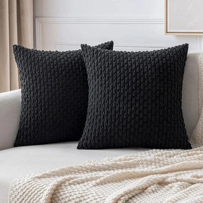 Housse de coussin Noir Velours Design 3D
