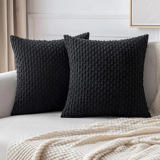 Housse de coussin Noir Velours Design 3D